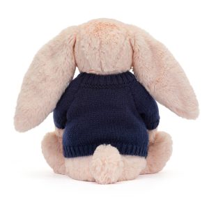 Bashful Blush Bunny with Personalised Navy Jumper